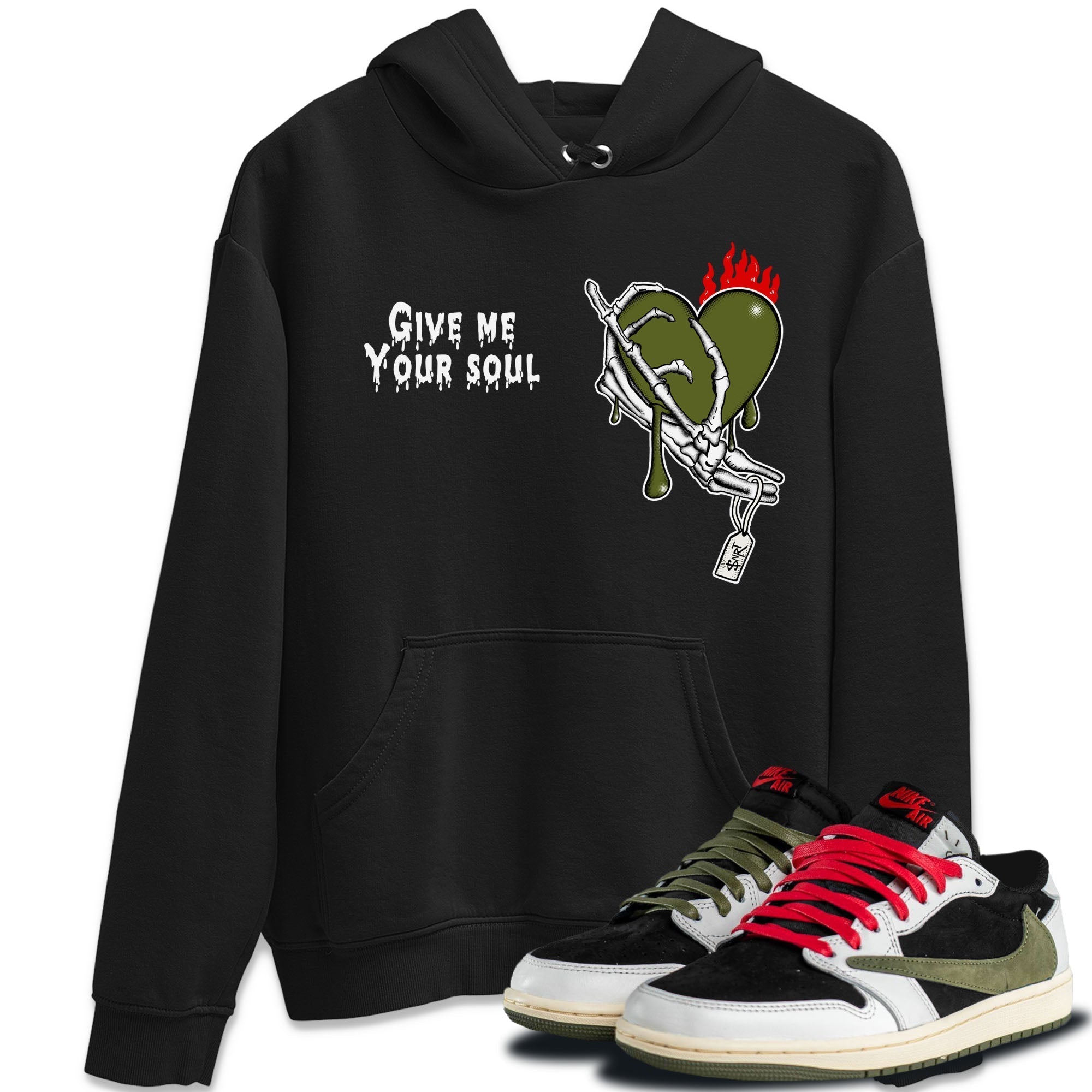 Give Me Your Soul snkmatch Tees - Air Jordan 1 Travis Scott Olive