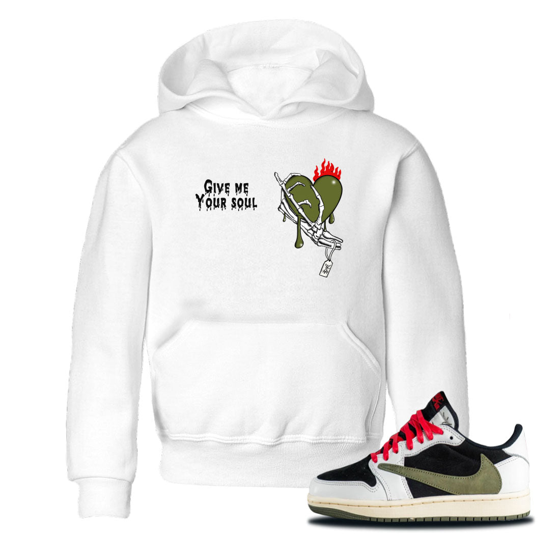 Give Me Your Soul snkmatch Tees Kids - Air Jordan 1 Travis Scott Olive
