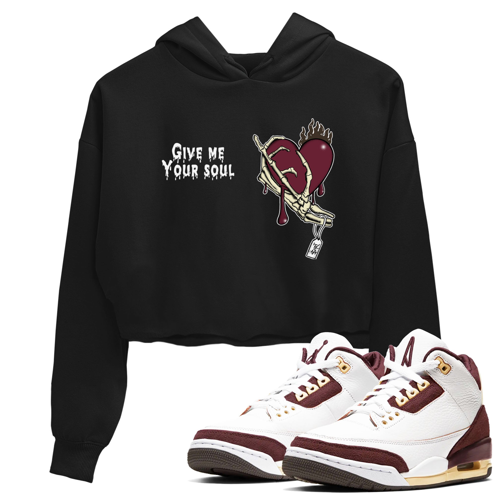 Give Me Your Soul snkmatch Women's Top - Air Jordan 3 A Ma Maniere x Burgundy Crush