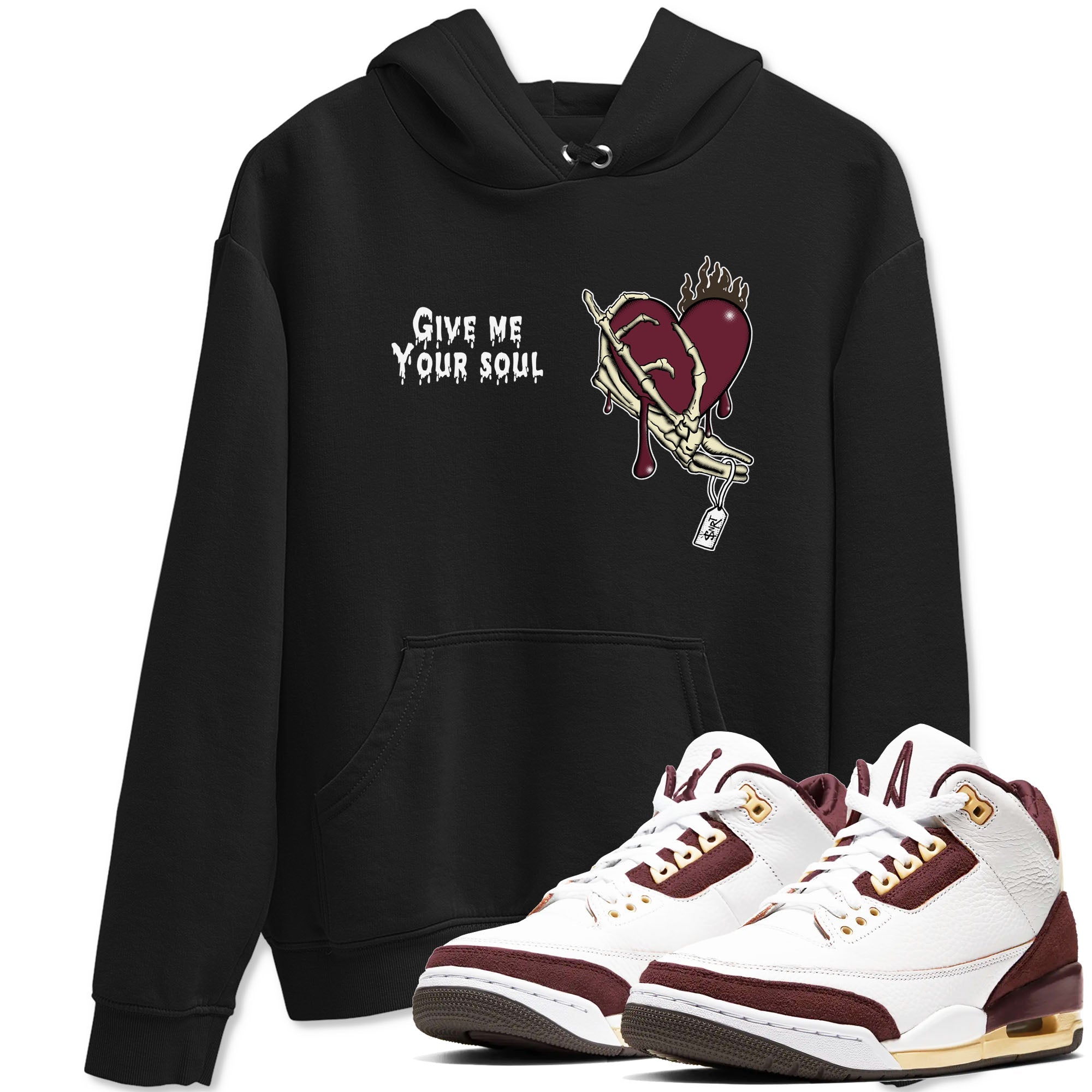 Give Me Your Soul snkmatch Tees - Air Jordan 3 A Ma Maniere x Burgundy Crush