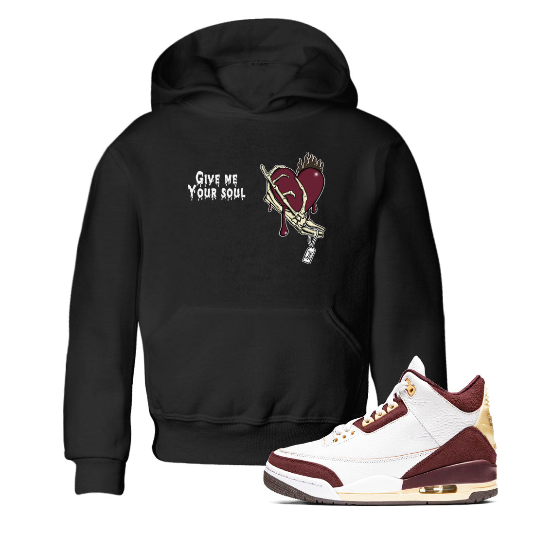 Give Me Your Soul snkmatch Tees Kids - Air Jordan 3 A Ma Maniere x Burgundy Crush