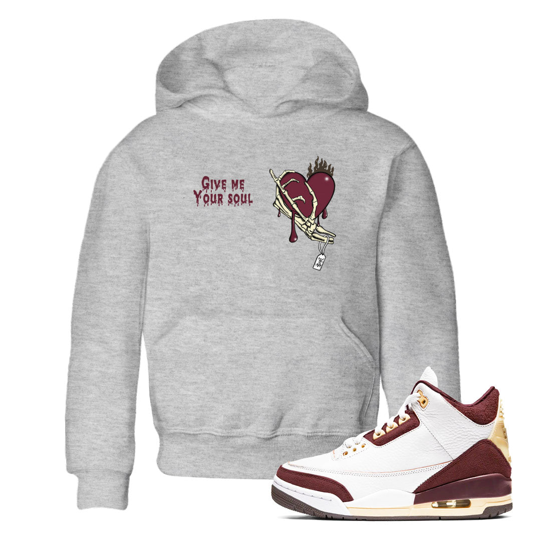 Give Me Your Soul snkmatch Tees Kids - Air Jordan 3 A Ma Maniere x Burgundy Crush