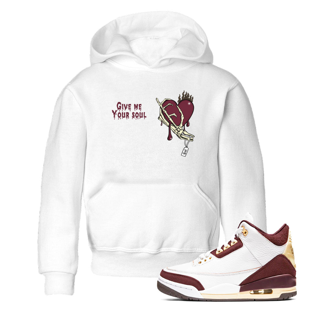 Give Me Your Soul snkmatch Tees Kids - Air Jordan 3 A Ma Maniere x Burgundy Crush