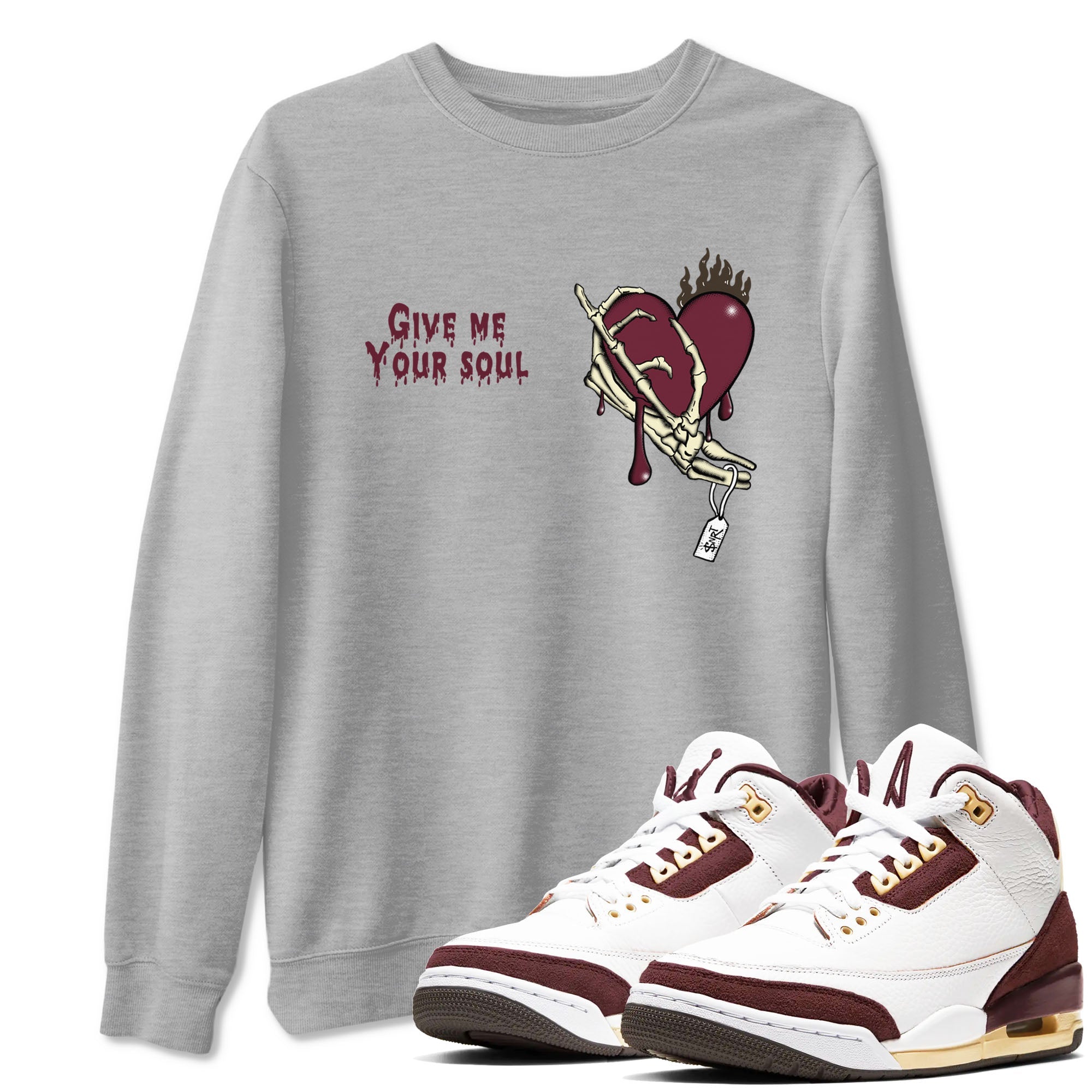 Give Me Your Soul snkmatch Tees - Air Jordan 3 A Ma Maniere x Burgundy Crush