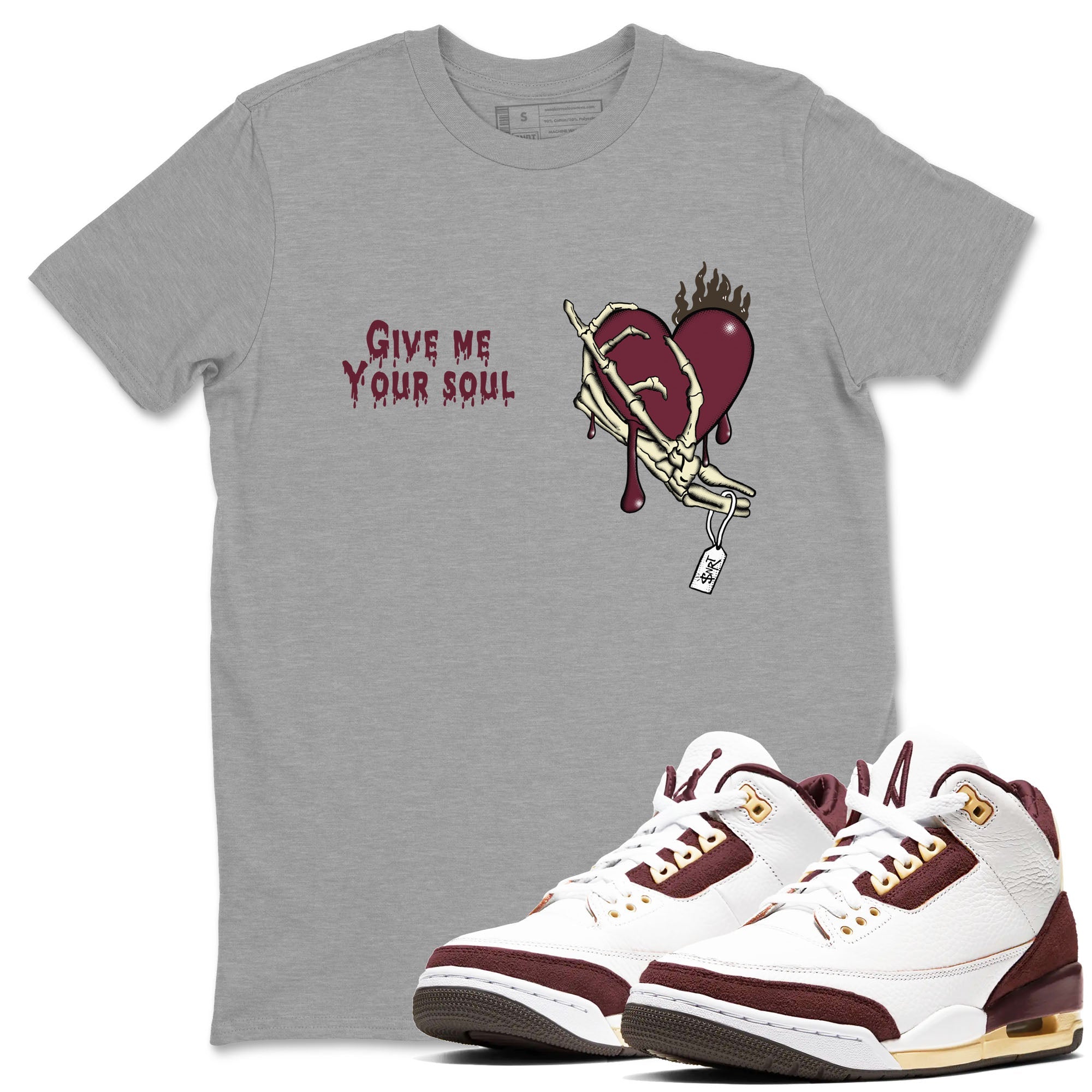 Give Me Your Soul snkmatch Tees - Air Jordan 3 A Ma Maniere x Burgundy Crush