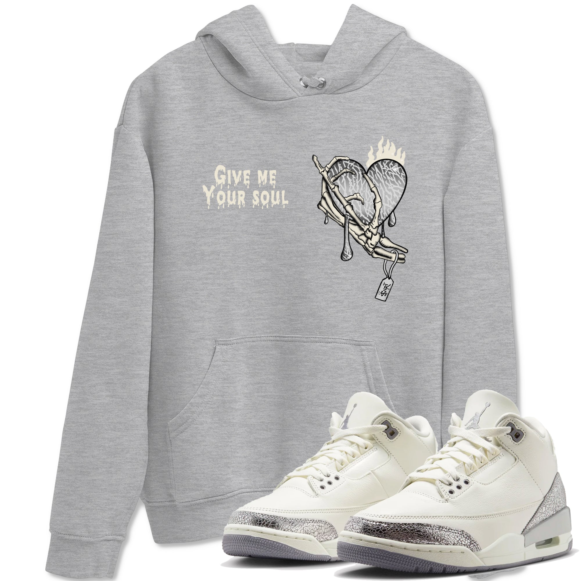 Give Me Your Soul snkmatch Tees - Air Jordan 3 Sail and Cement Grey