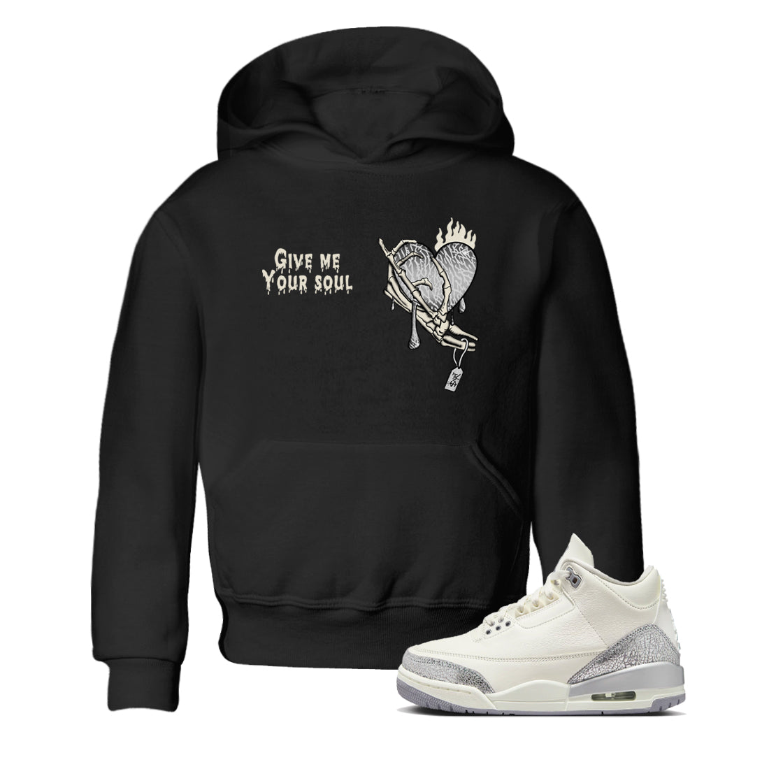 Give Me Your Soul snkmatch Tees Kids - Air Jordan 3 Sail and Cement Grey