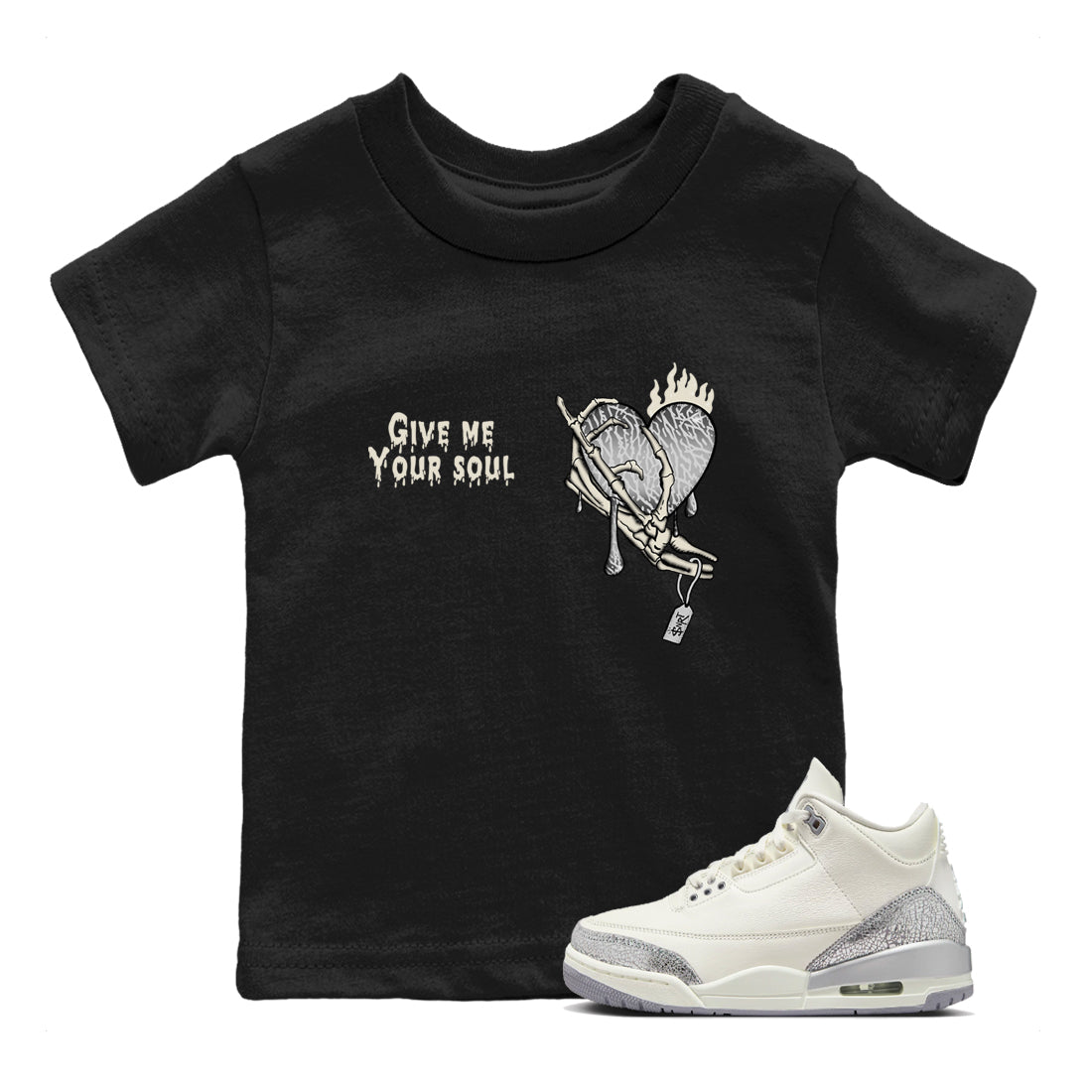 Give Me Your Soul snkmatch Tees Kids - Air Jordan 3 Sail and Cement Grey