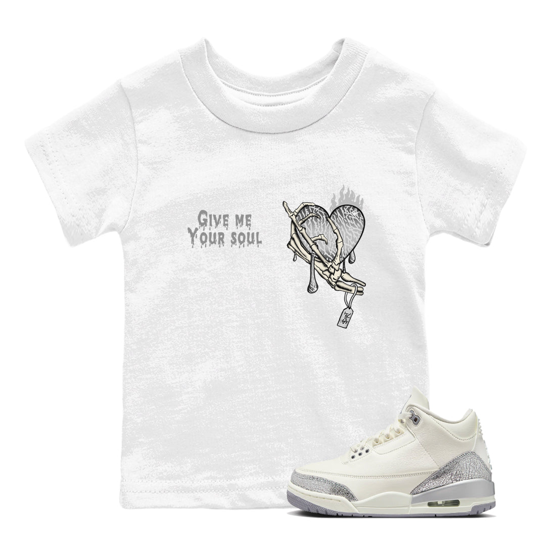 Give Me Your Soul snkmatch Tees Kids - Air Jordan 3 Sail and Cement Grey