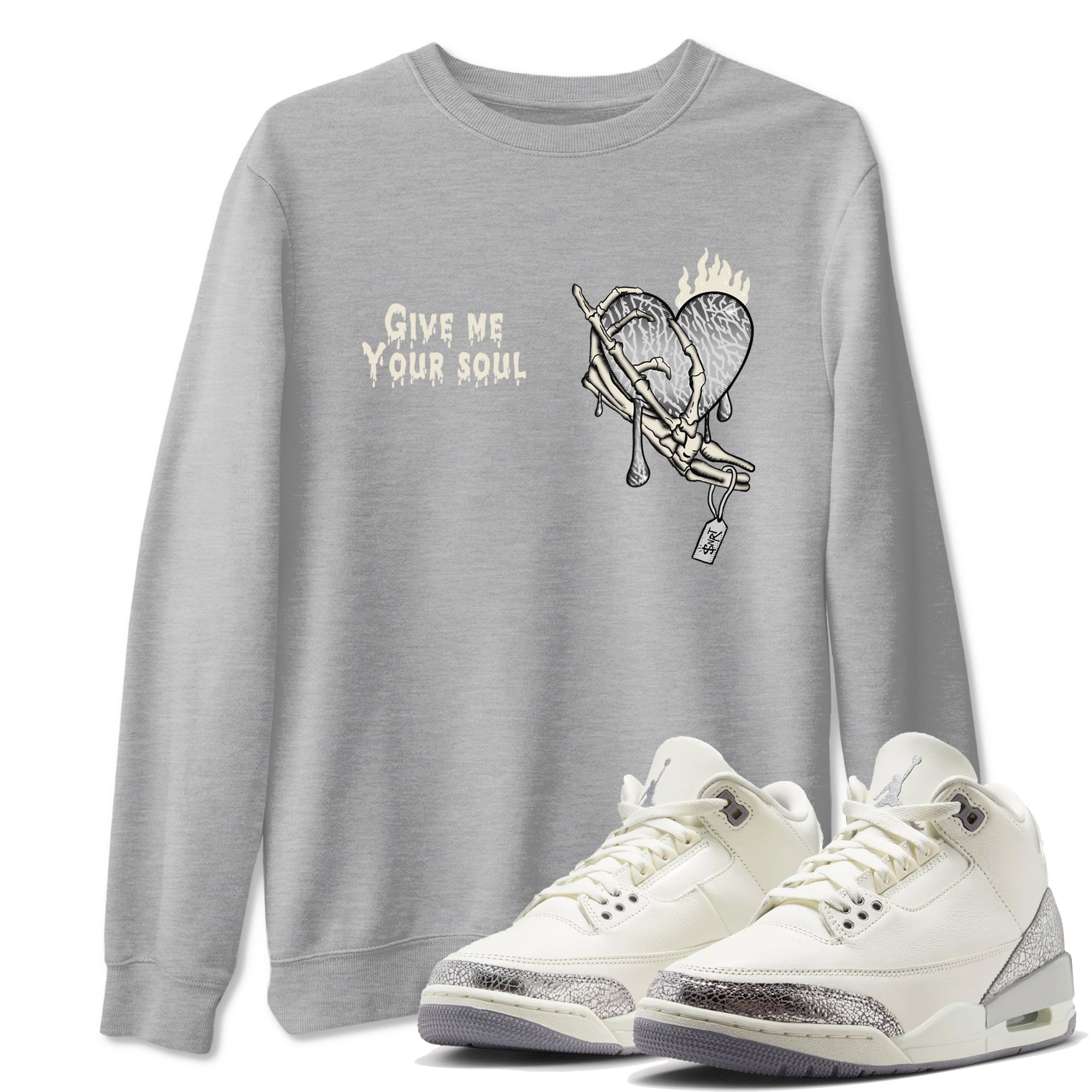 Give Me Your Soul snkmatch Tees - Air Jordan 3 Sail and Cement Grey