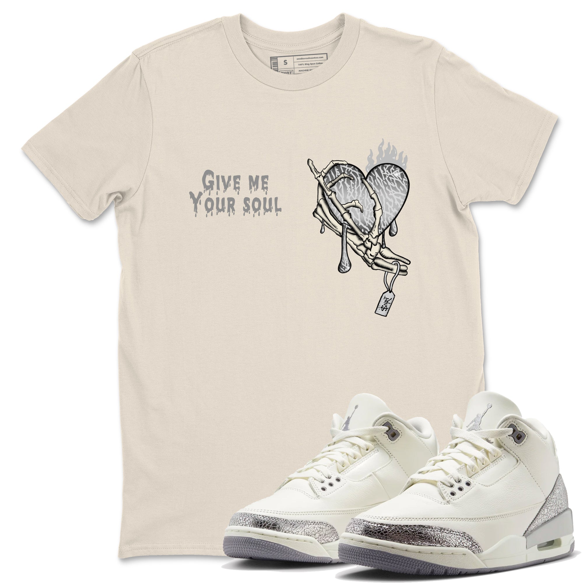 Give Me Your Soul snkmatch Tees - Air Jordan 3 Sail and Cement Grey