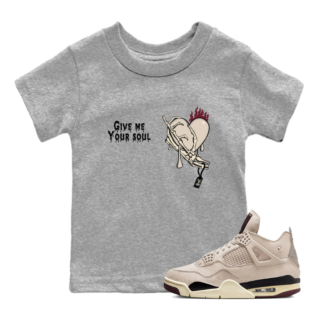 Give Me Your Soul snkmatch Tees Kids - Air Jordan 4 A Ma Maniere x Fossil Stone