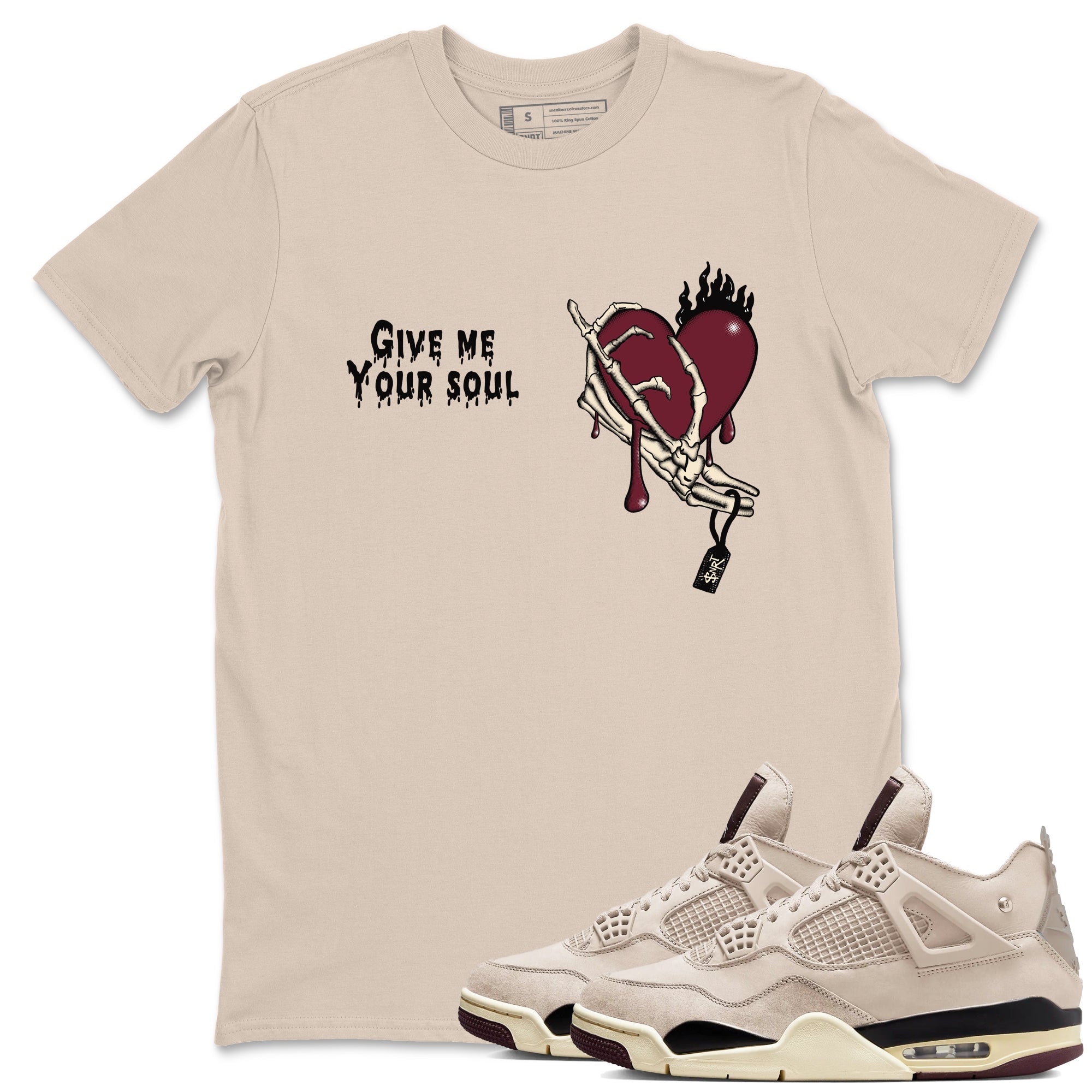 Give Me Your Soul snkmatch Tees - Air Jordan 4 A Ma Maniere x Fossil Stone