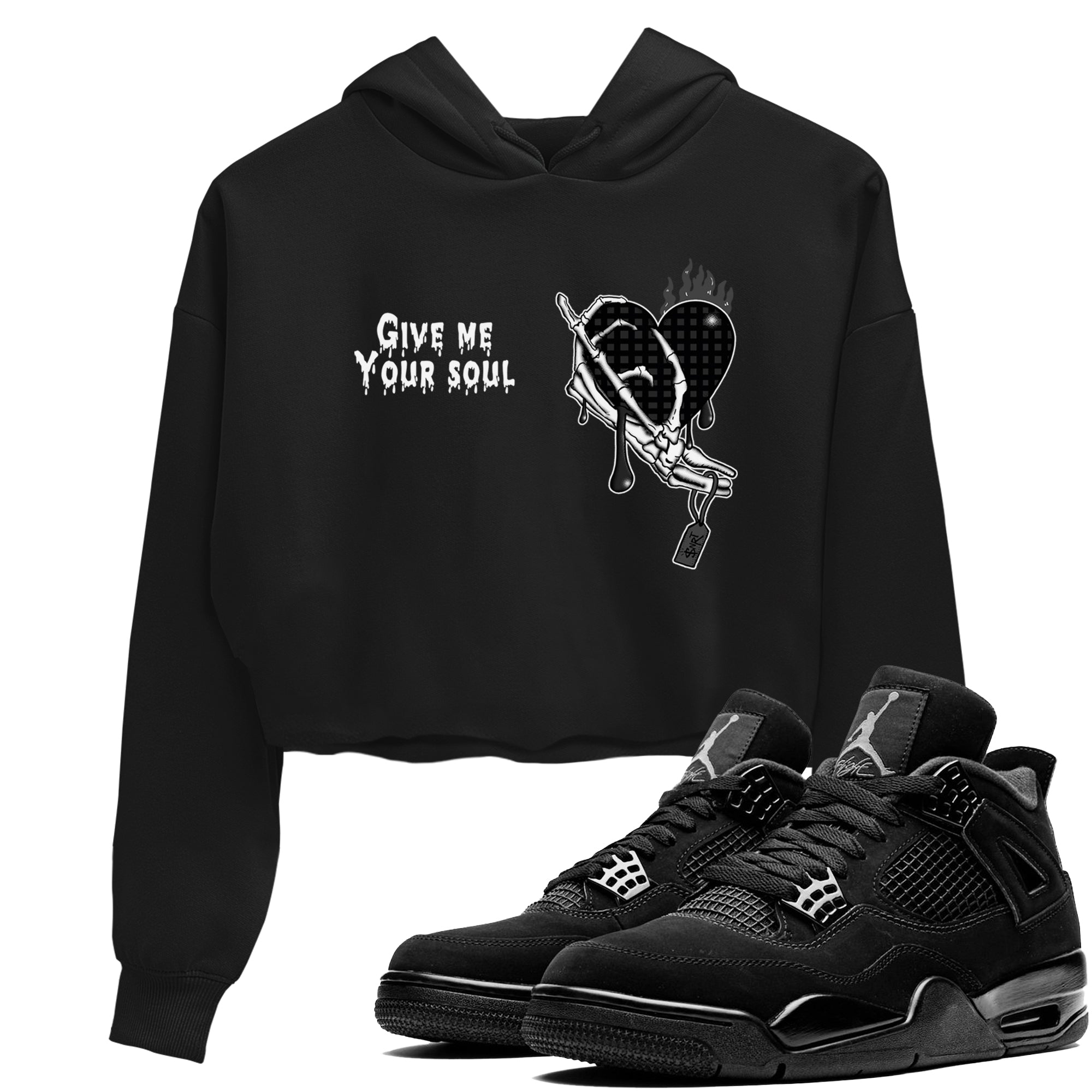 Give Me Your Soul snkmatch Women's Top - Air Jordan 4 Black Cat