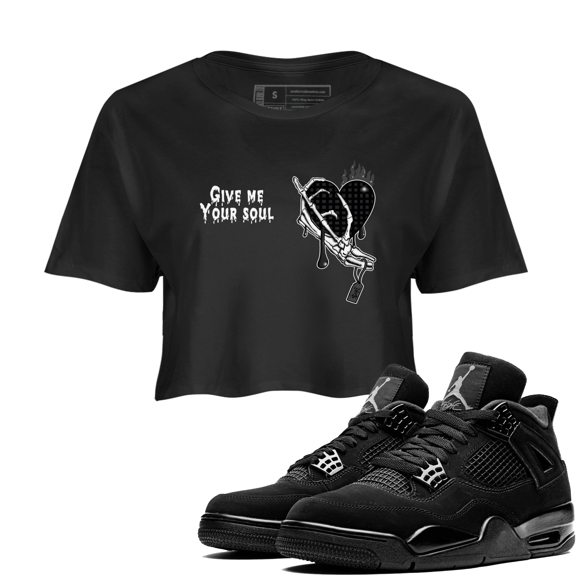 Give Me Your Soul snkmatch Women's Top - Air Jordan 4 Black Cat