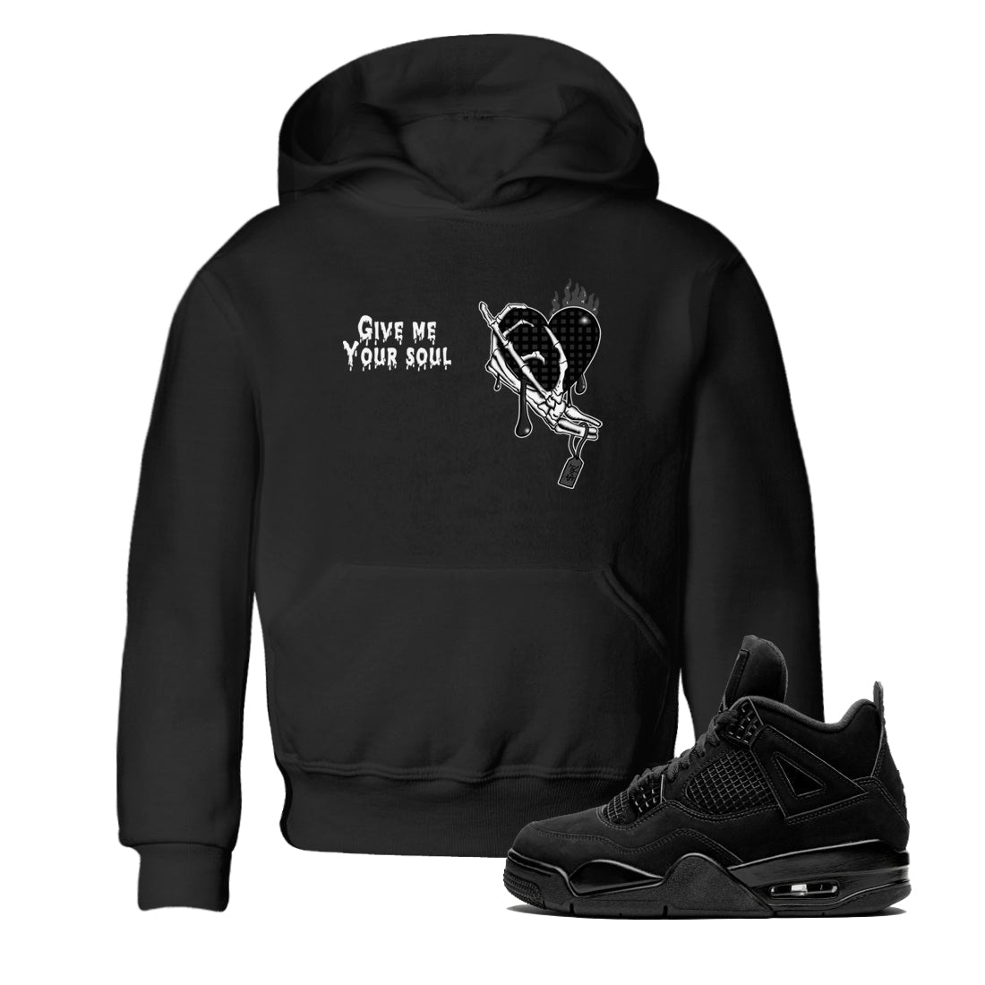 Give Me Your Soul snkmatch Tees Kids - Air Jordan 4 Black Cat