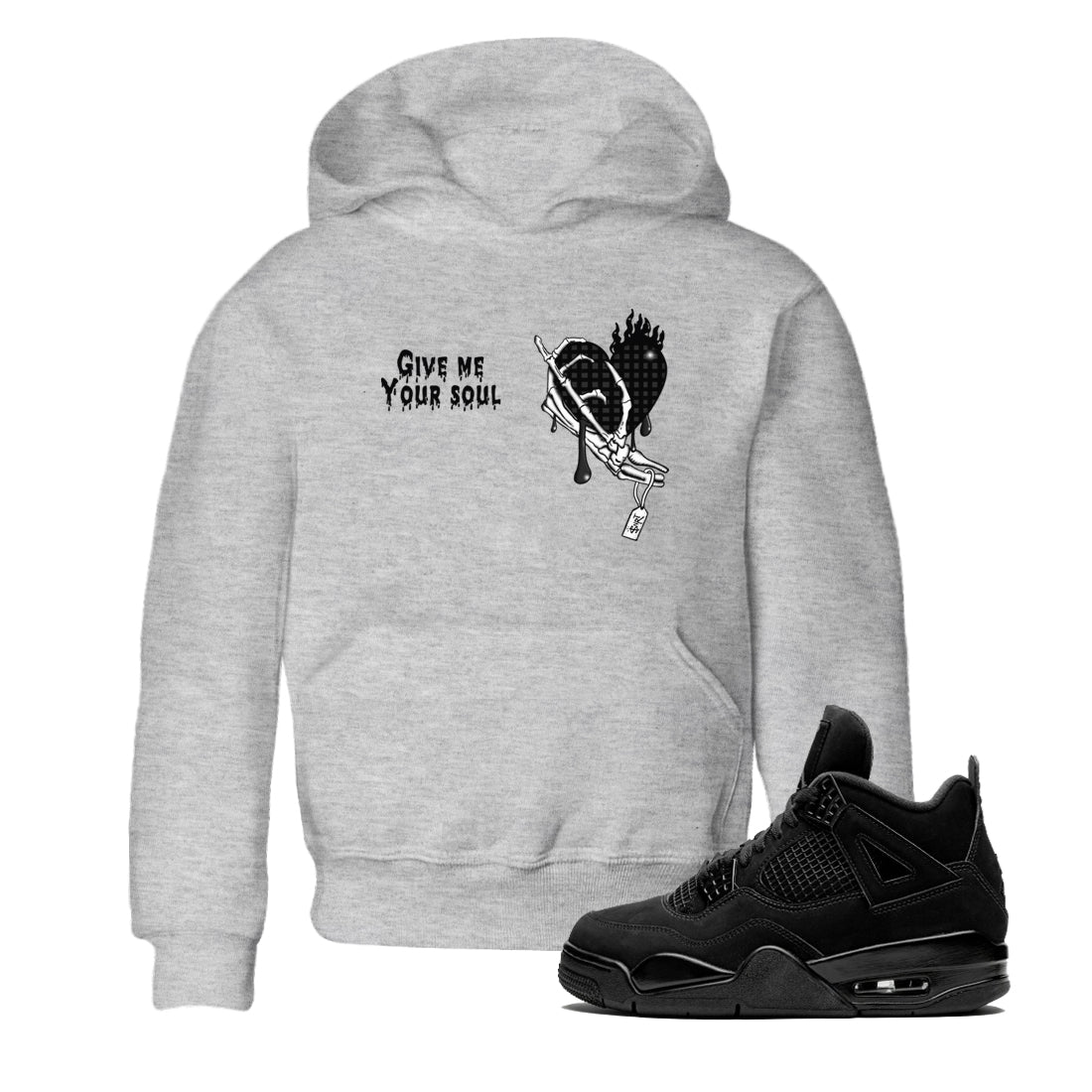 Give Me Your Soul snkmatch Tees Kids - Air Jordan 4 Black Cat