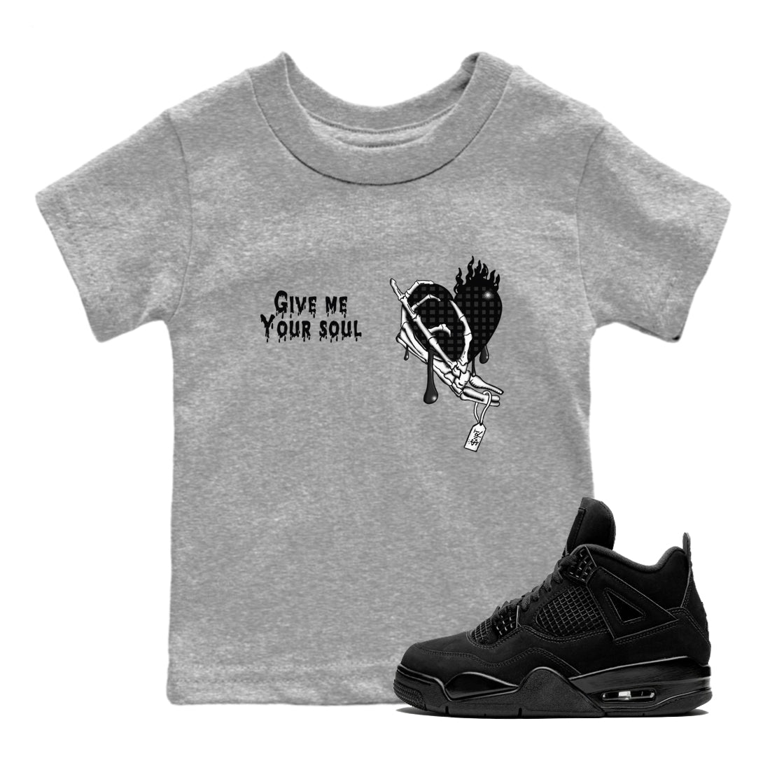 Give Me Your Soul snkmatch Tees Kids - Air Jordan 4 Black Cat