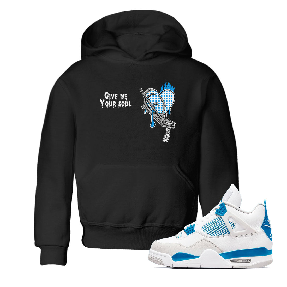 Give Me Your Soul snkmatch Tees Kids - Air Jordan 4 Military Blue