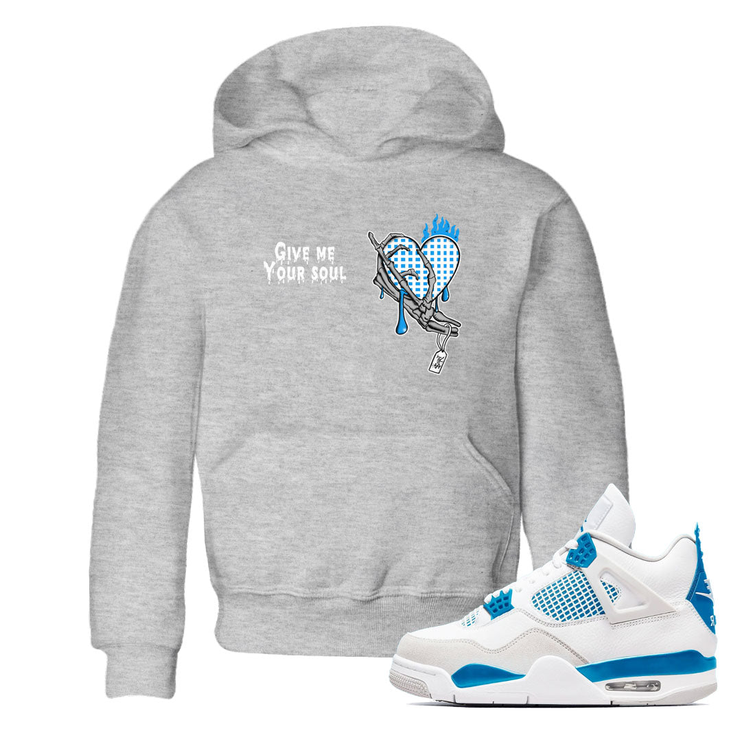 Give Me Your Soul snkmatch Tees Kids - Air Jordan 4 Military Blue