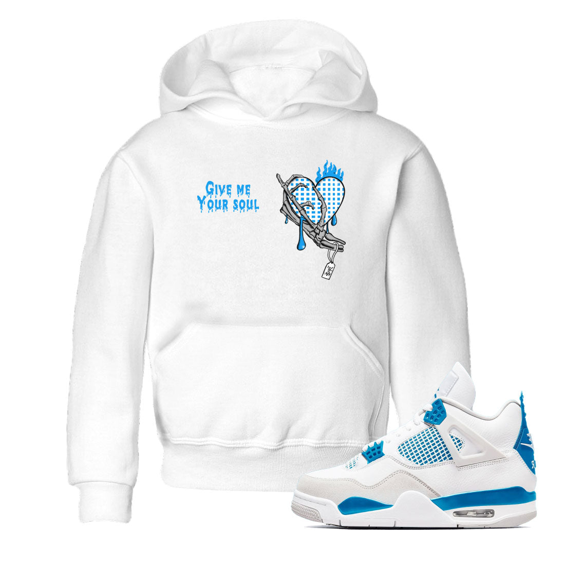 Give Me Your Soul snkmatch Tees Kids - Air Jordan 4 Military Blue