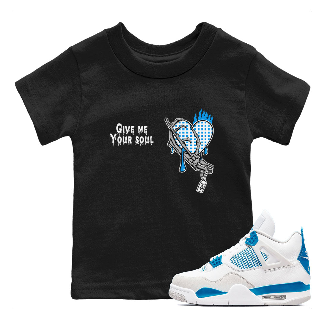 Give Me Your Soul snkmatch Tees Kids - Air Jordan 4 Military Blue