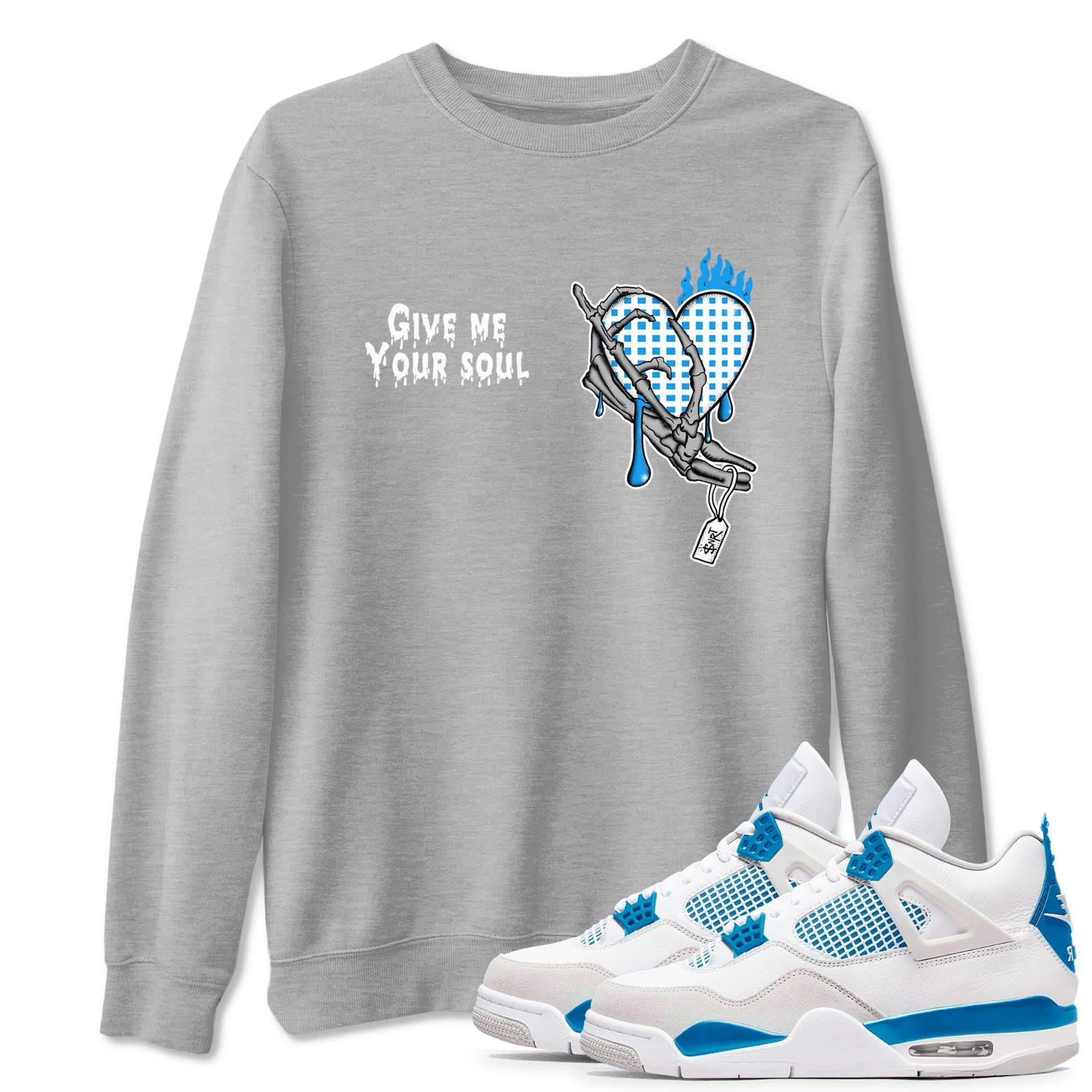 Give Me Your Soul snkmatch Tees - Air Jordan 4 Military Blue