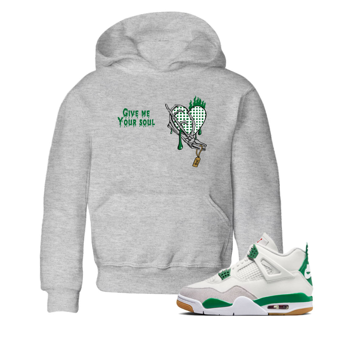 Give Me Your Soul snkmatch Tees Kids - Air Jordan 4 Pine Green