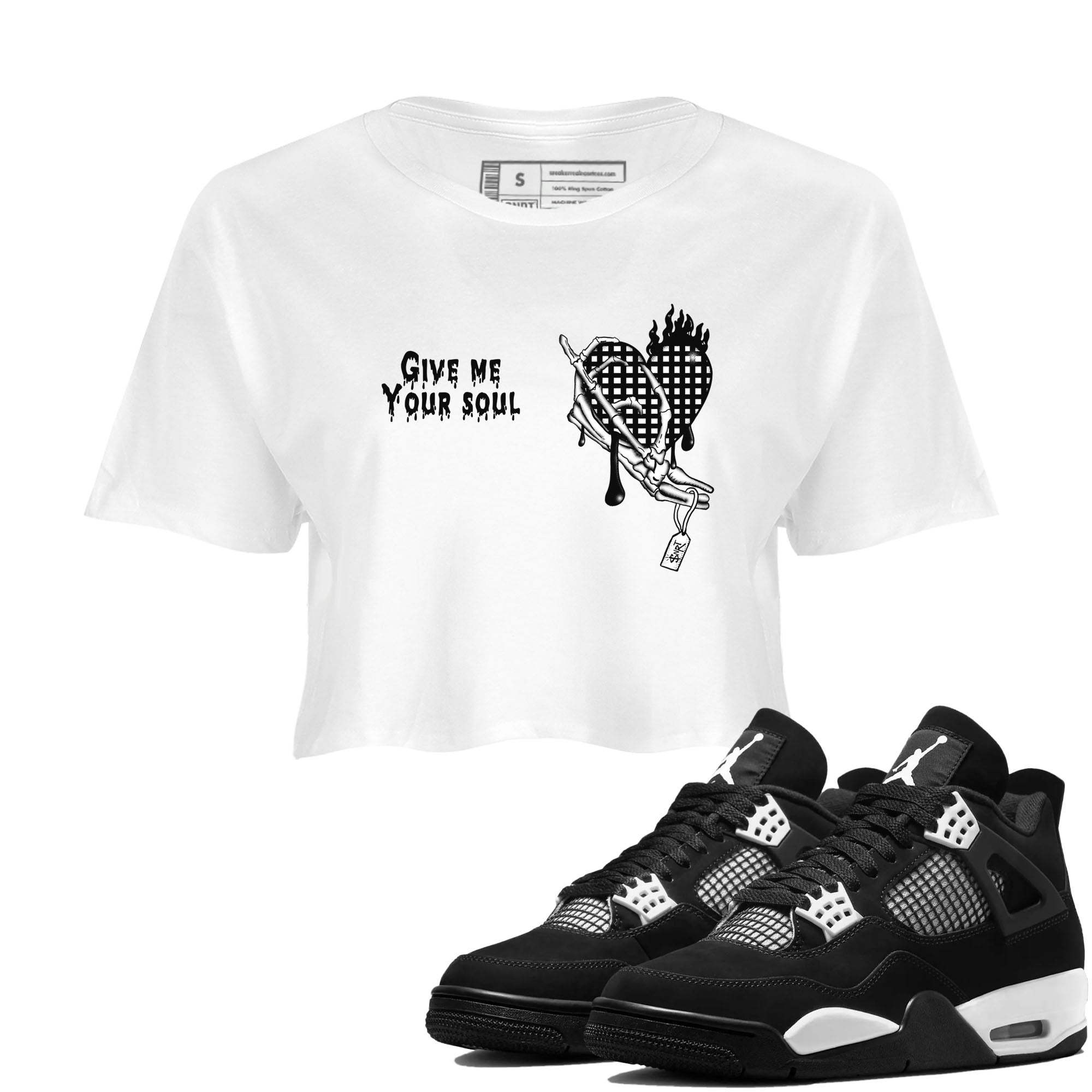Give Me Your Soul snkmatch Women's Top - Air Jordan 4 White Thunder