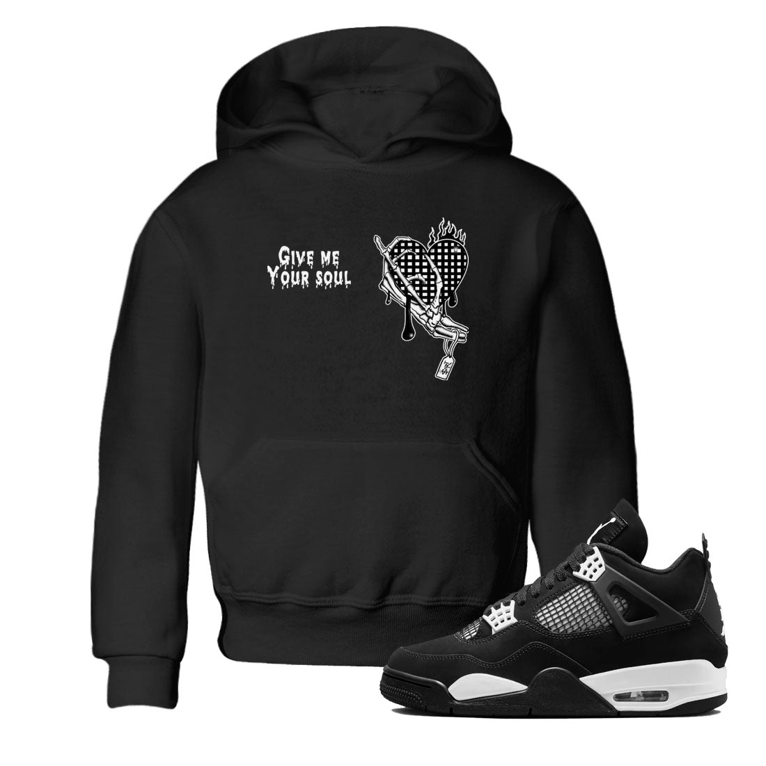 Give Me Your Soul snkmatch Tees Kids - Air Jordan 4 White Thunder
