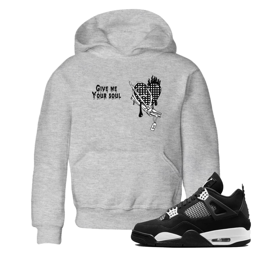 Give Me Your Soul snkmatch Tees Kids - Air Jordan 4 White Thunder