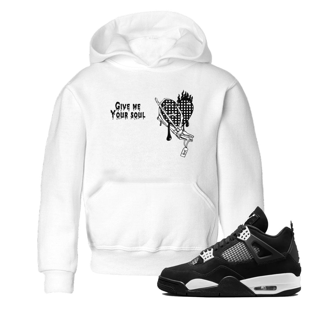 Give Me Your Soul snkmatch Tees Kids - Air Jordan 4 White Thunder