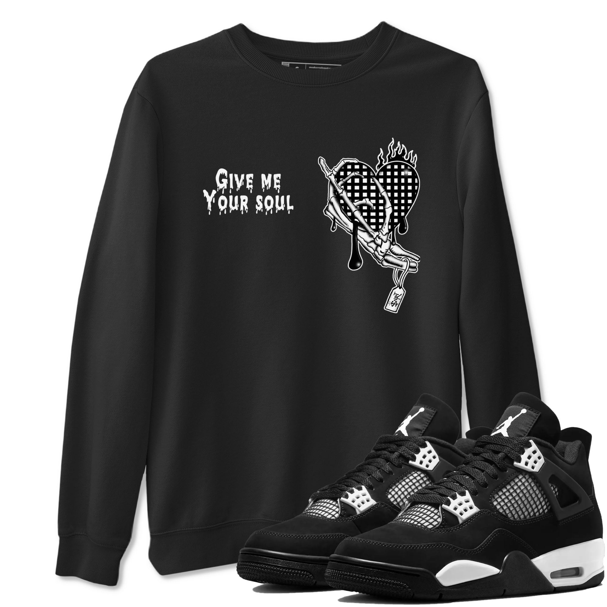 Give Me Your Soul snkmatch Tees - Air Jordan 4 White Thunder