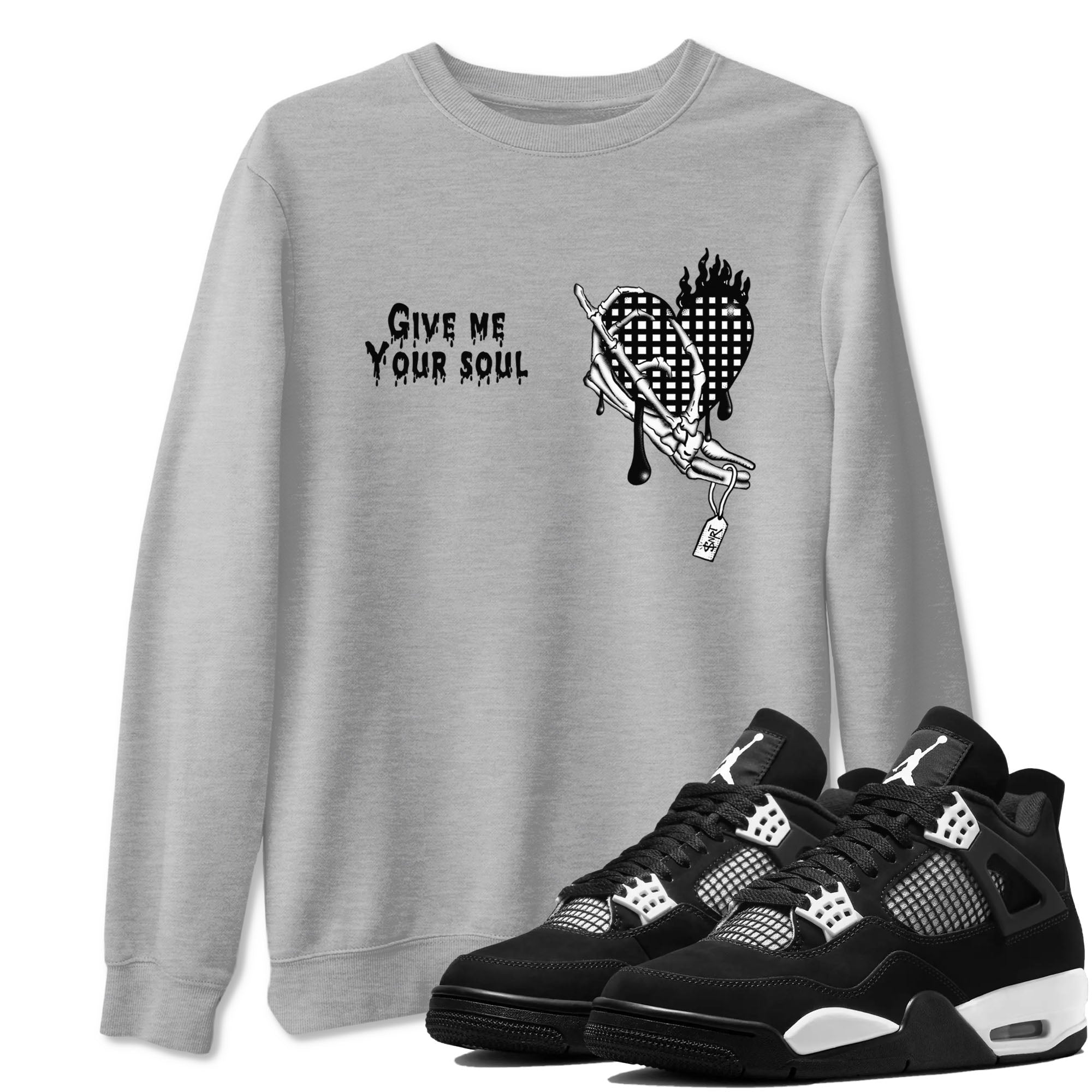 Give Me Your Soul snkmatch Tees - Air Jordan 4 White Thunder