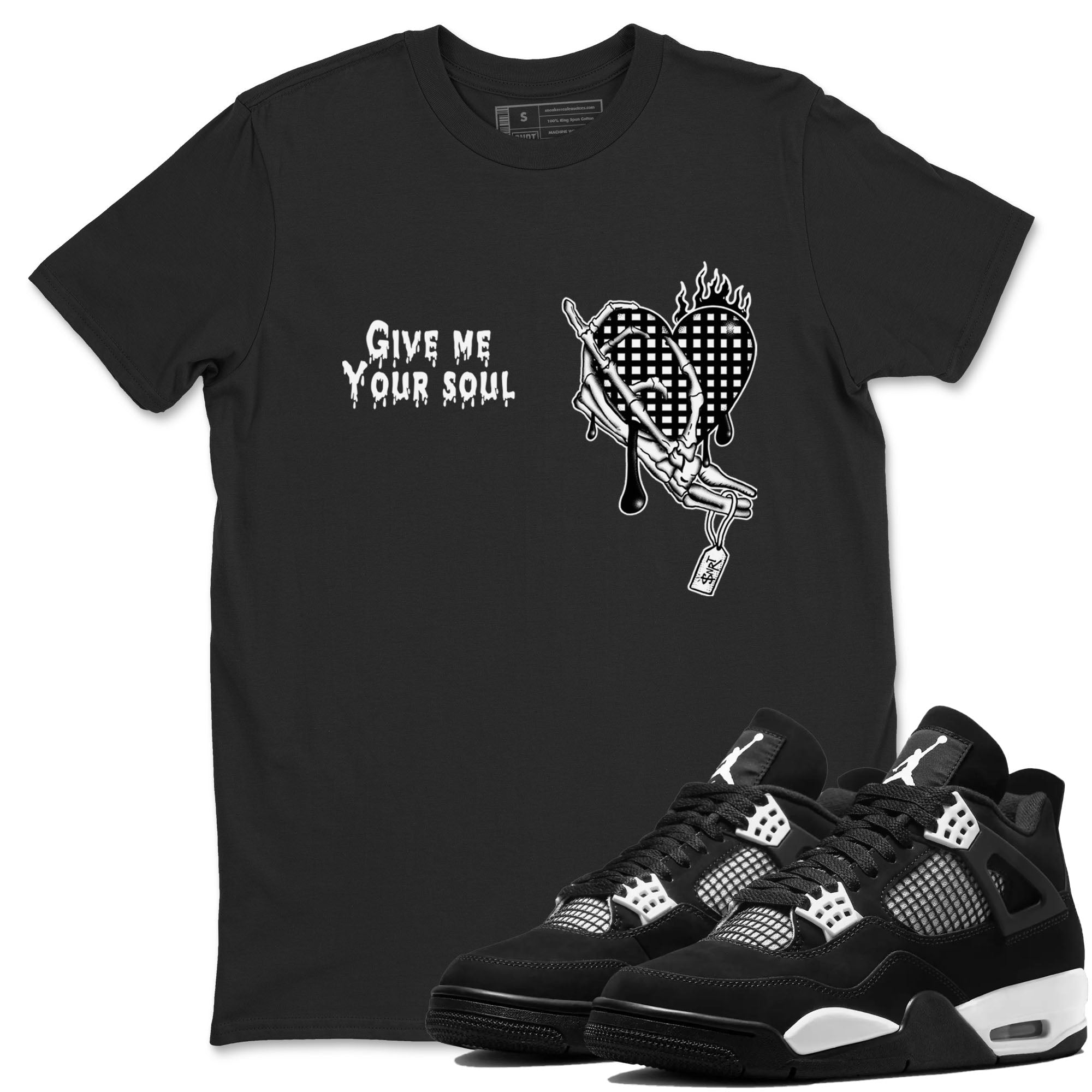 Give Me Your Soul snkmatch Tees - Air Jordan 4 White Thunder
