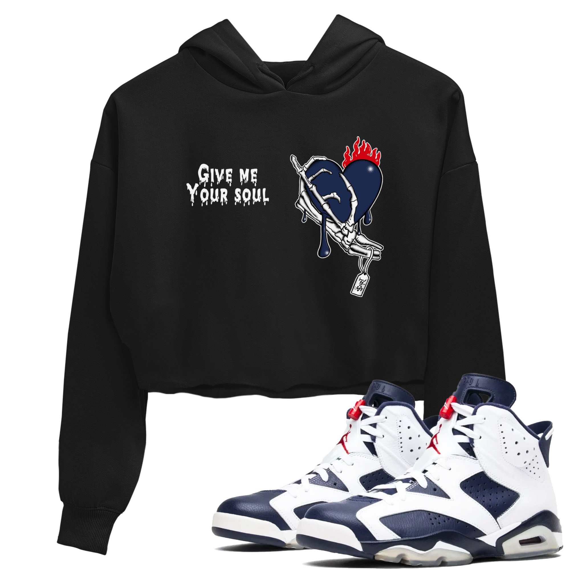 Give Me Your Soul snkmatch Women's Top - Air Jordan 6 White And Midnight Navy