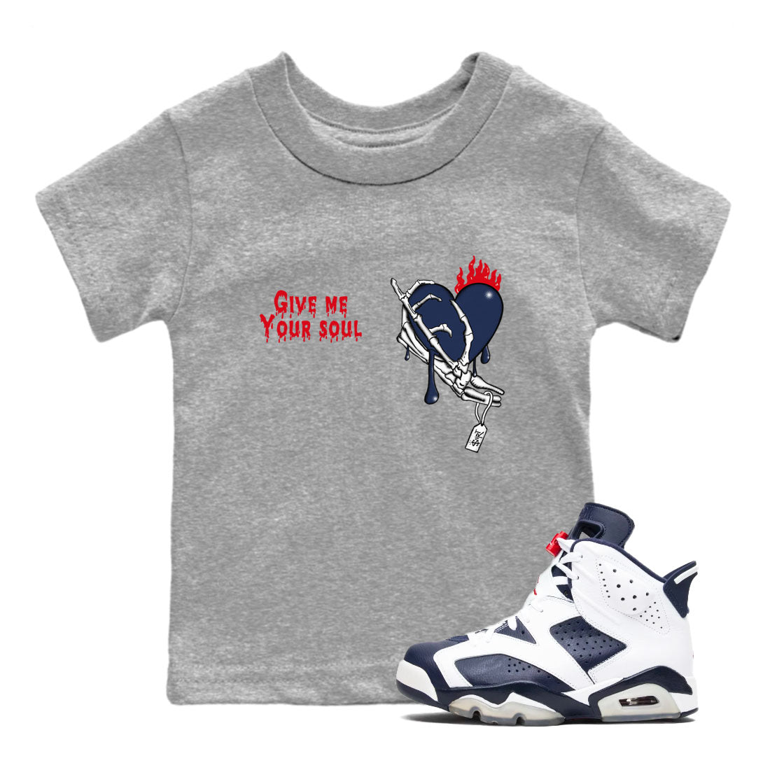 Give Me Your Soul snkmatch Tees Kids - Air Jordan 6 White And Midnight Navy