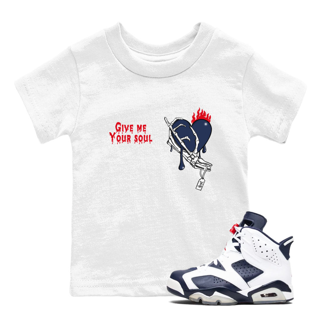 Give Me Your Soul snkmatch Tees Kids - Air Jordan 6 White And Midnight Navy
