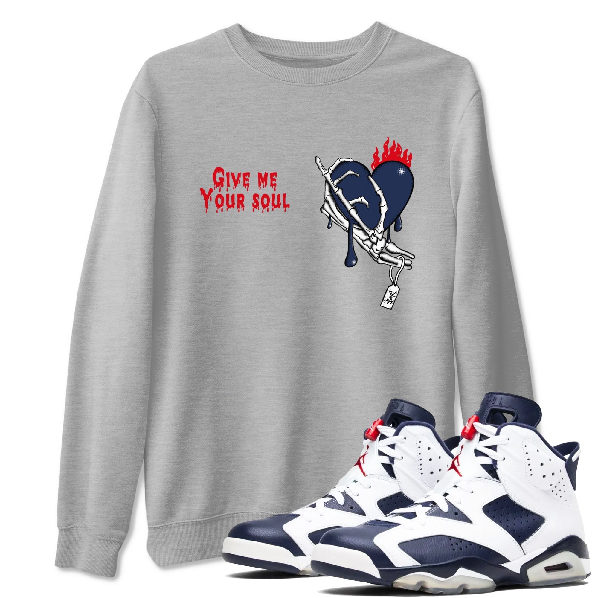 Give Me Your Soul snkmatch Tees - Air Jordan 6 White And Midnight Navy