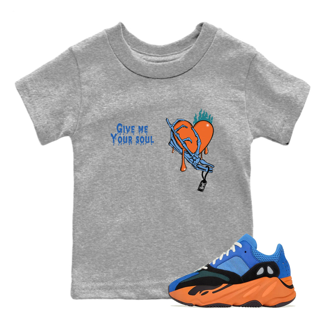 Give Me Your Soul snkmatch Tees Kids - Yeezy 700 Bright Blue