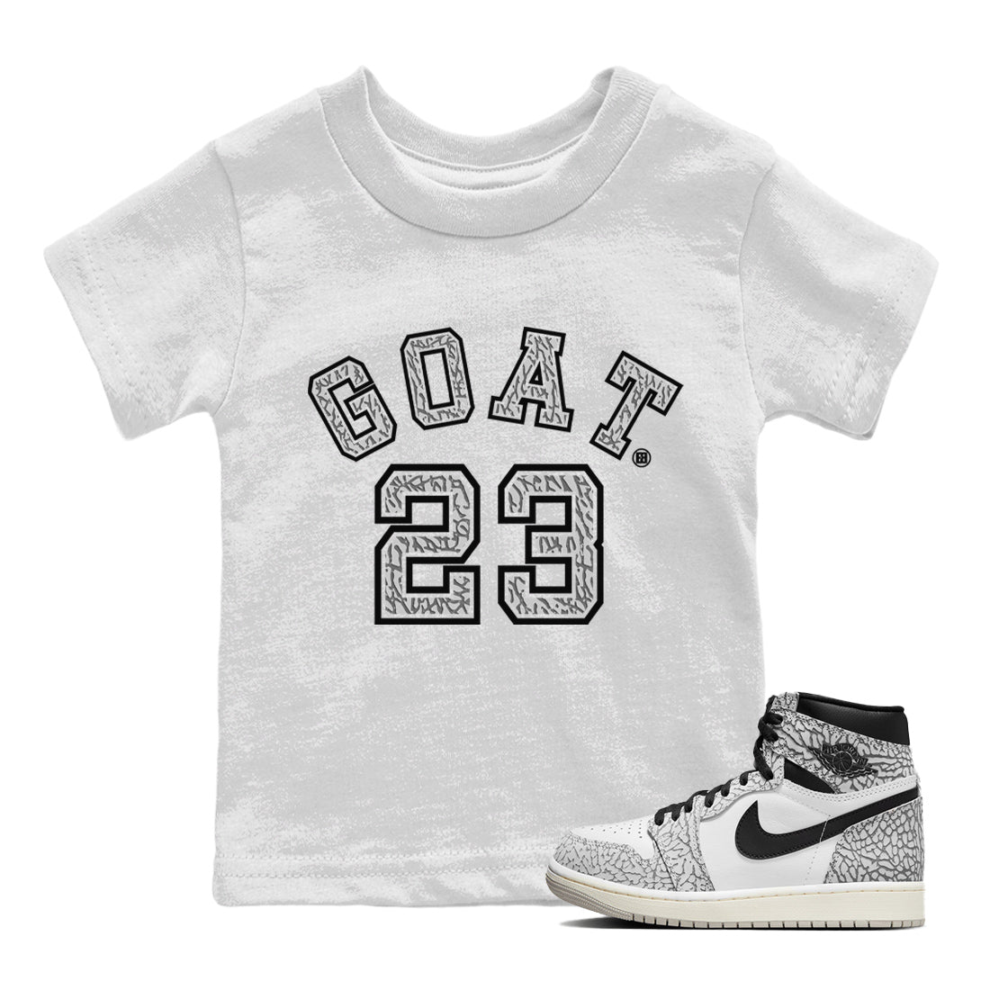 Goat 23 Kids Tops - Air Jordan 1 White Cement