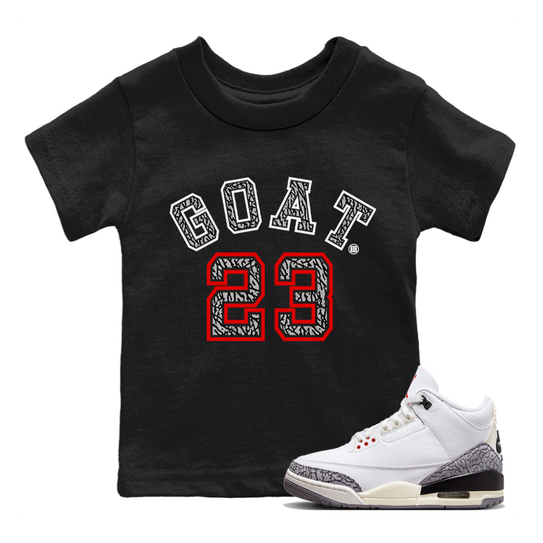 Goat 23 Kids Tops - Air Jordan 3 White Cement