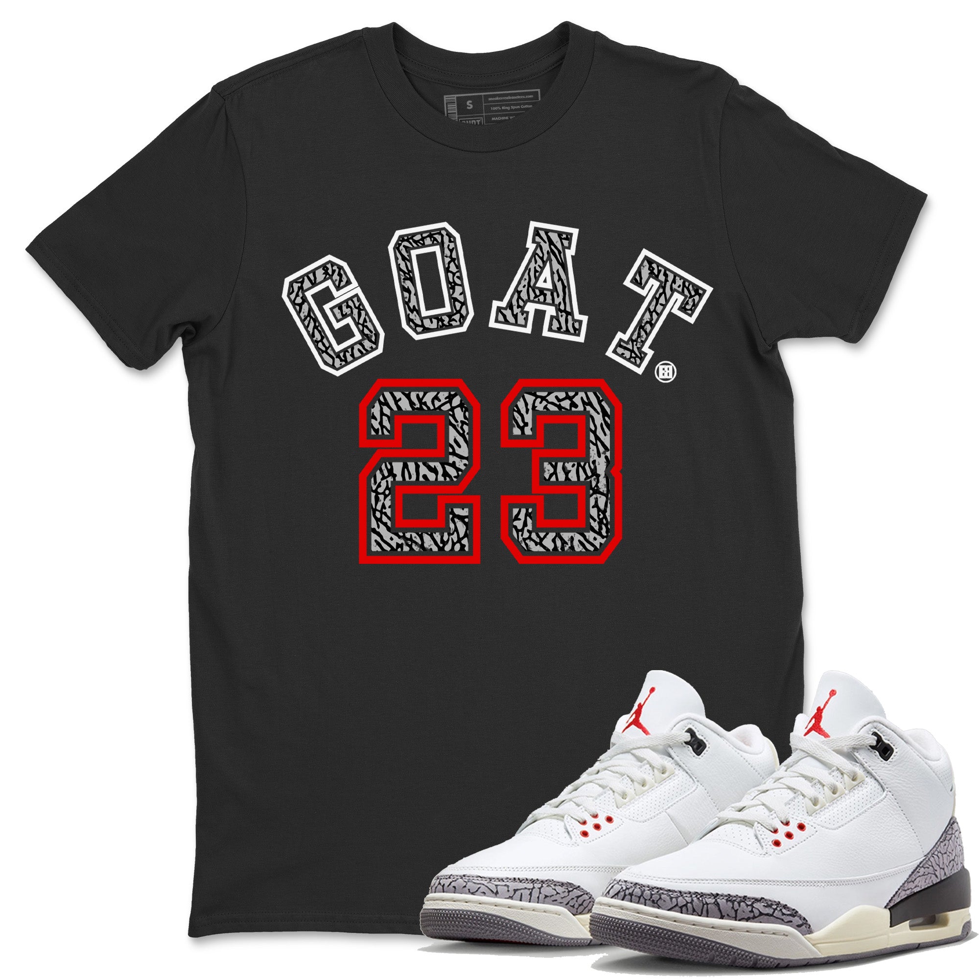 Goat 23 Unisex Tops - Air Jordan 3 White Cement