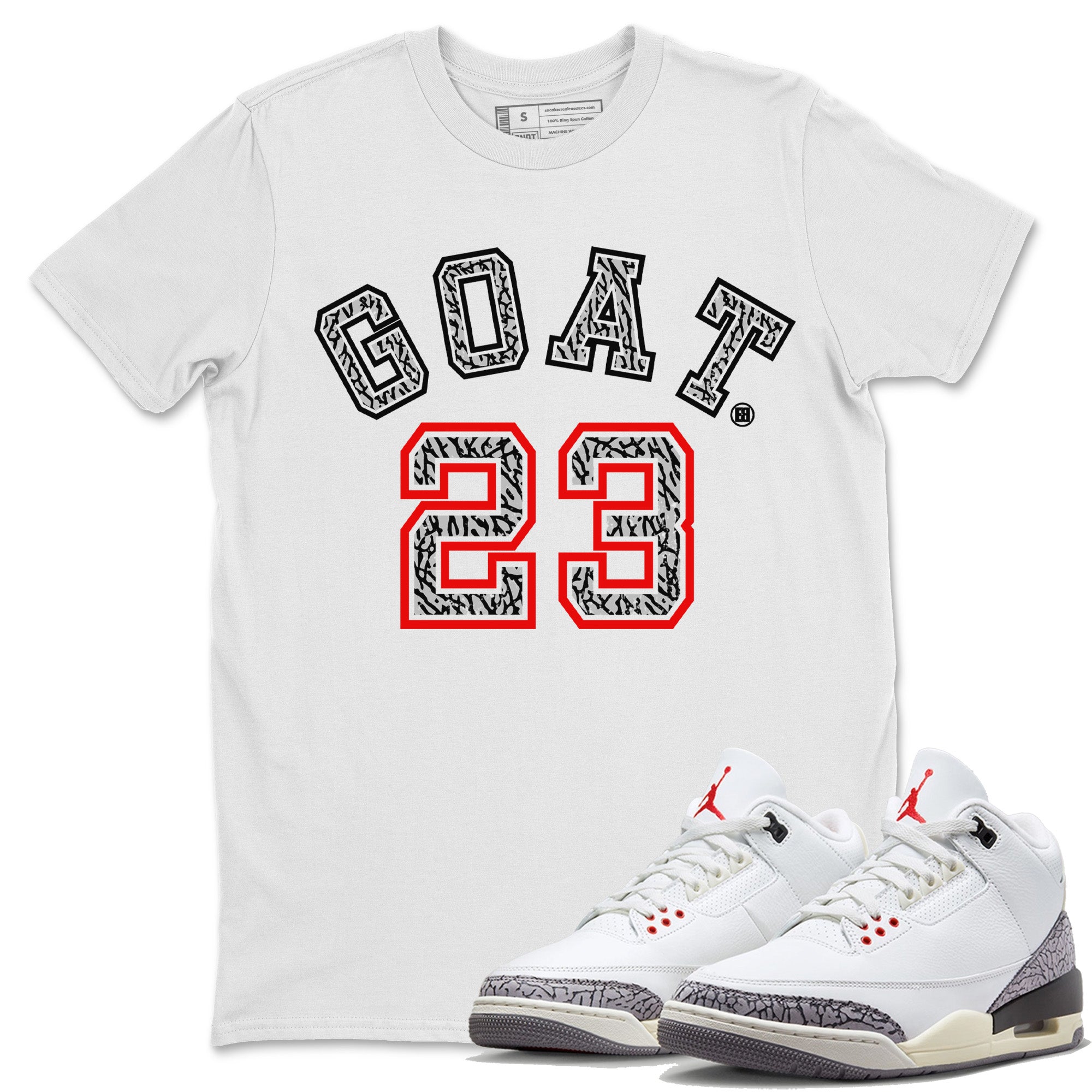 Goat 23 Unisex Tops - Air Jordan 3 White Cement