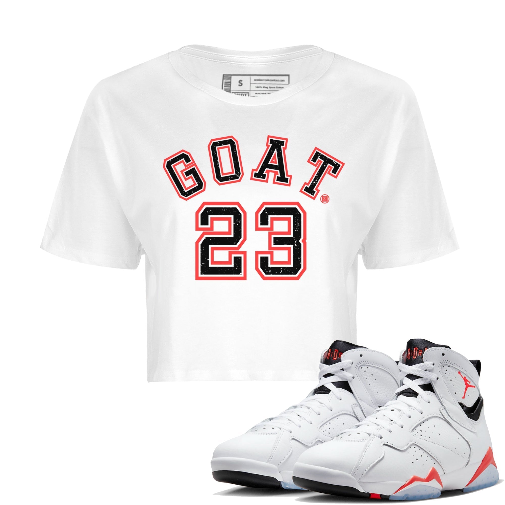 Goat 23 Women's Tops - Air Jordan 7 White Infrared