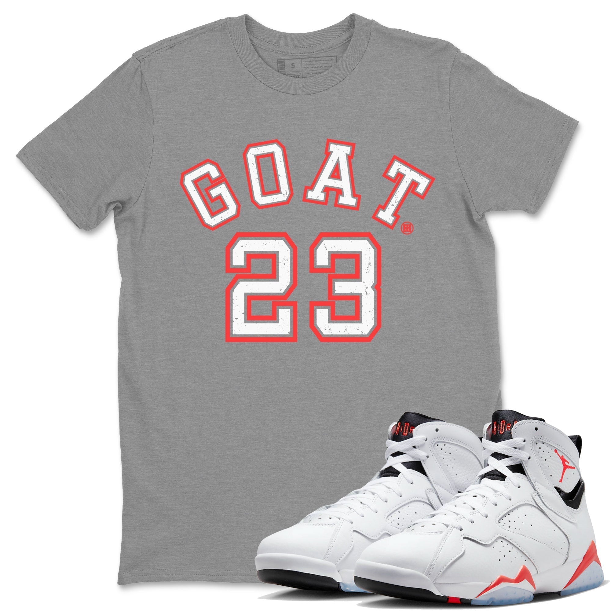 Goat 23 Unisex Tops - Air Jordan 7 White Infrared