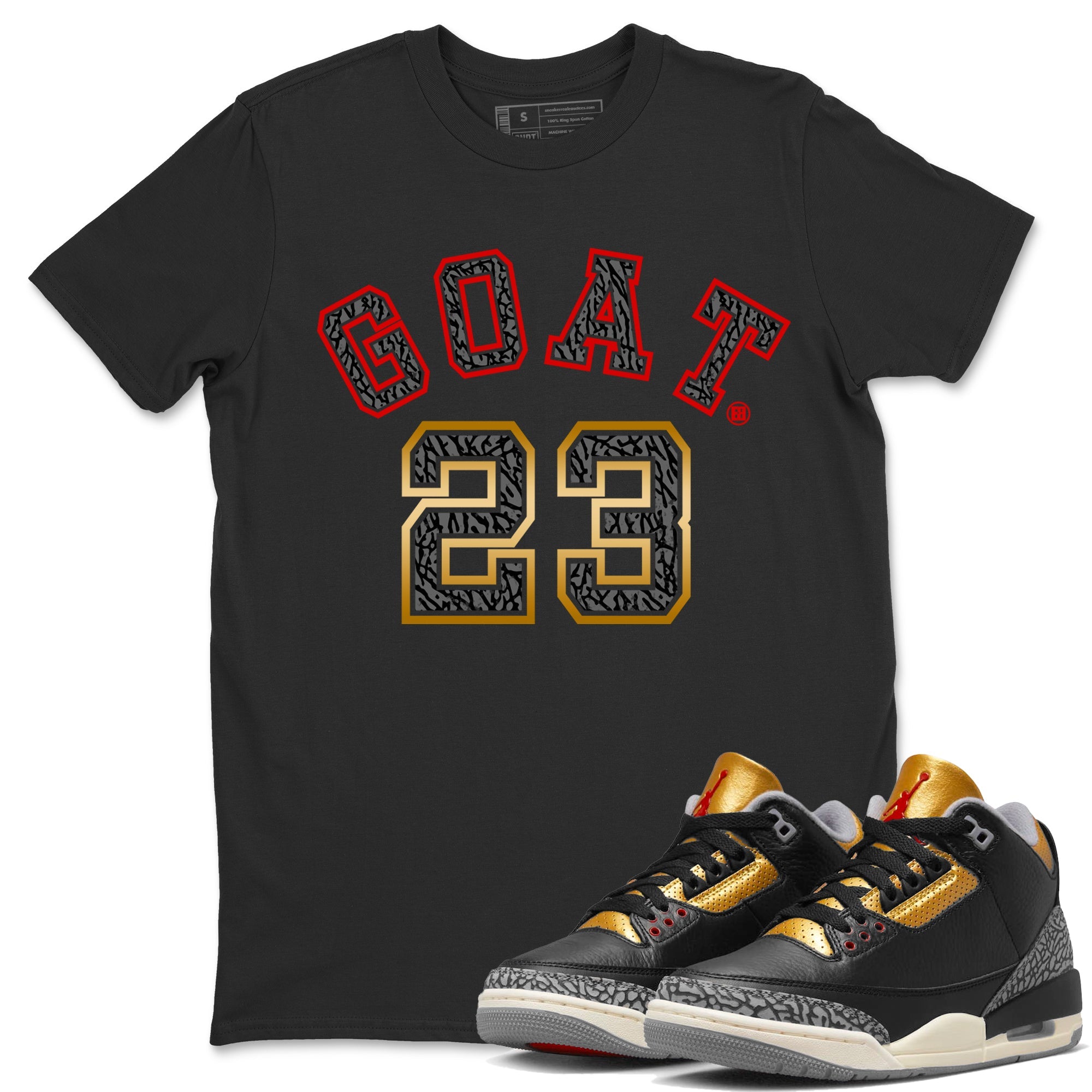 Goat 23 Unisex Tops - Air Jordan 3 Black Gold
