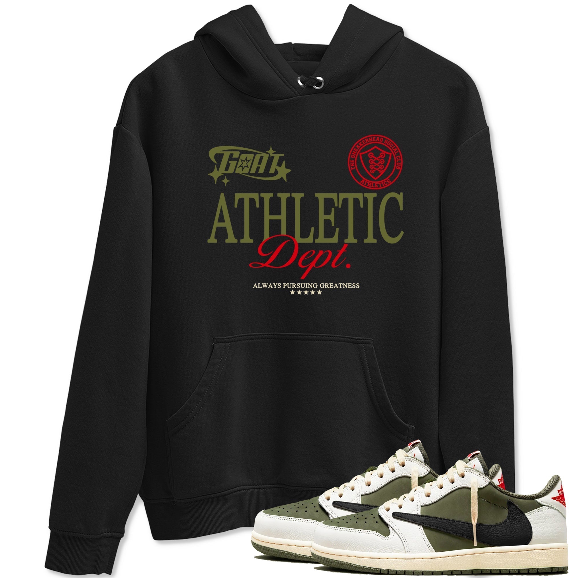 Goat Athletic Dept snkmatch Tees - Air Jordan 1 Travis Scott Medium Olive