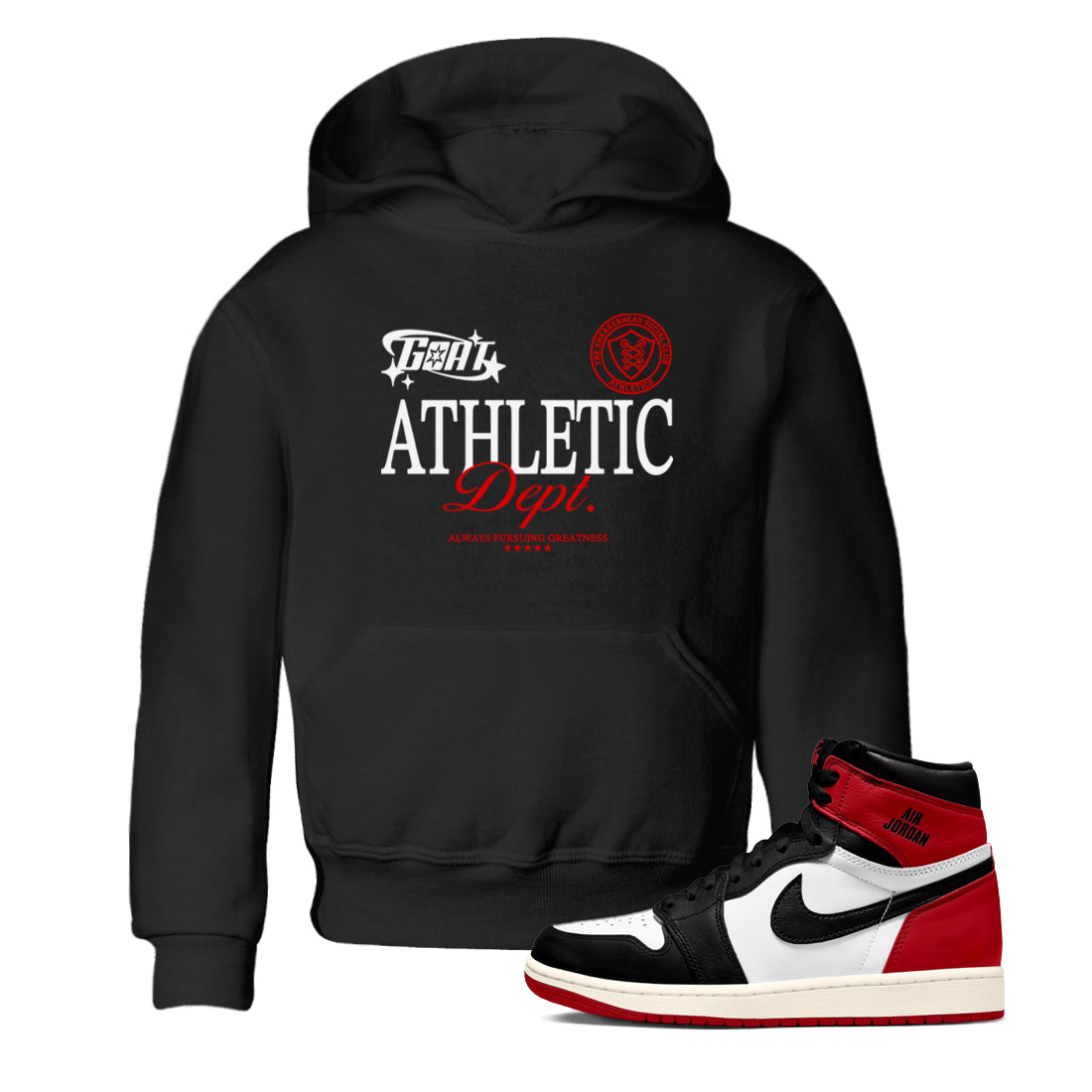 Goat Athletic Dept snkmatch Tees Kids - Air Jordan 1 Black Toe Reimagined