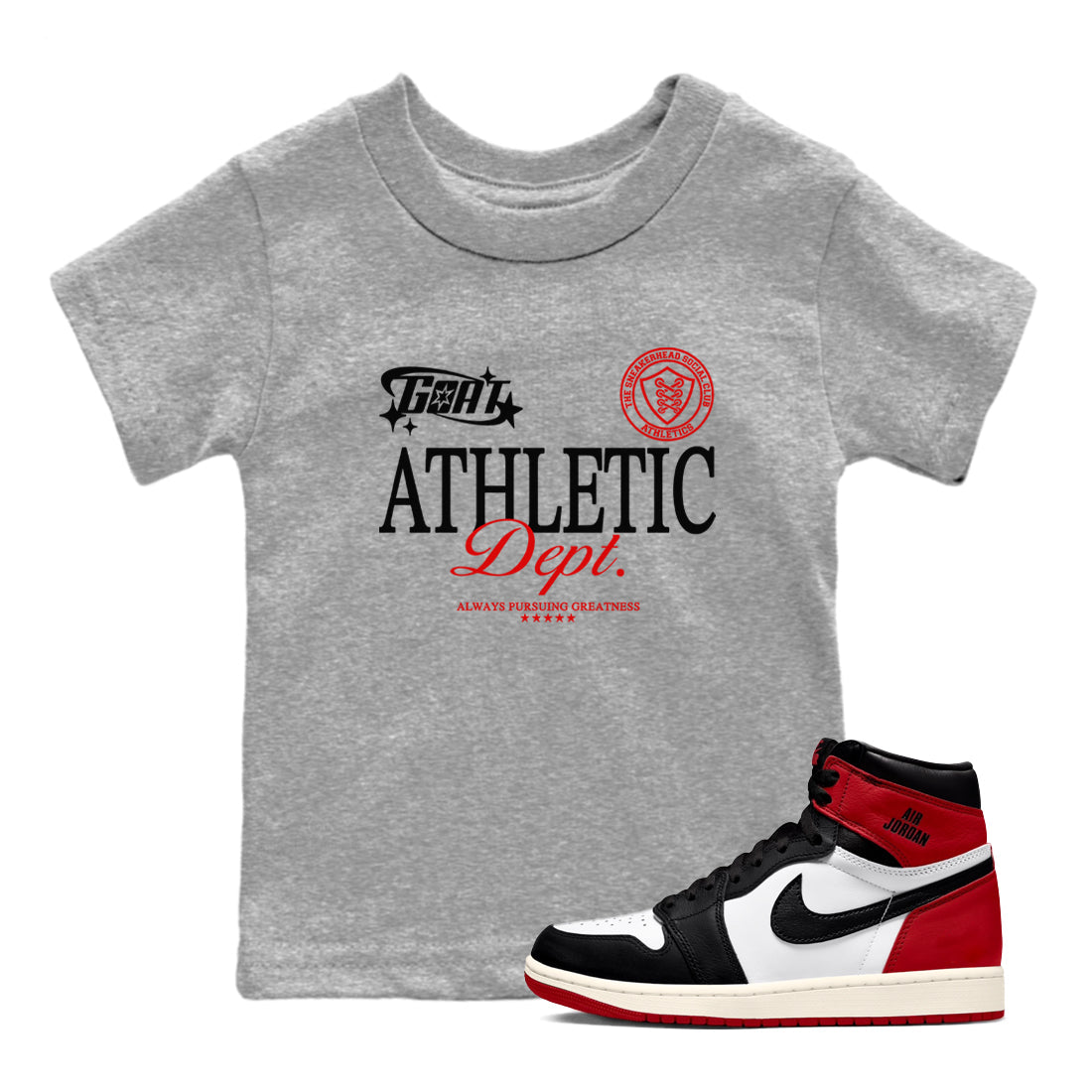 Goat Athletic Dept snkmatch Tees Kids - Air Jordan 1 Black Toe Reimagined